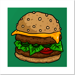 juicy burger, hamburger. Posters and Art